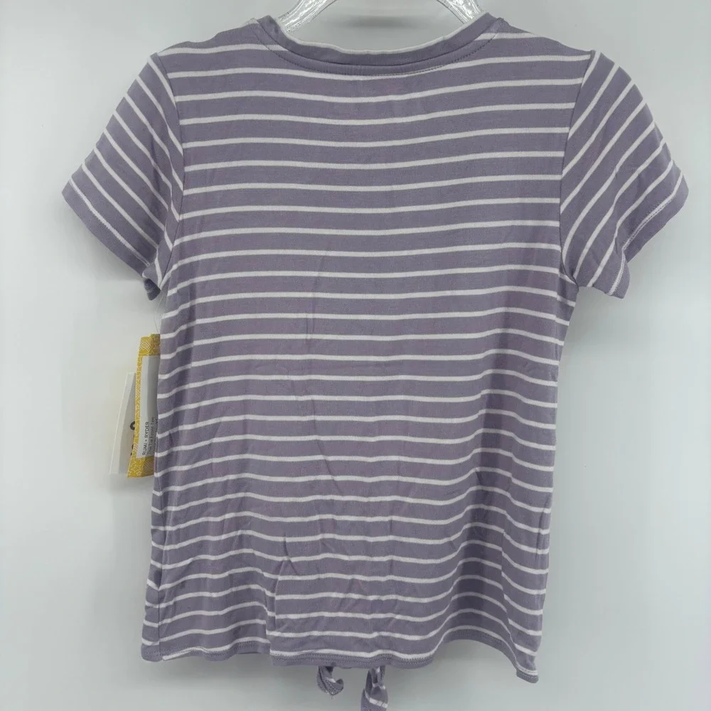 Rumi Ryder Girls Striped Tie Front T-Shirt‎ Top, Size XS (4-5)